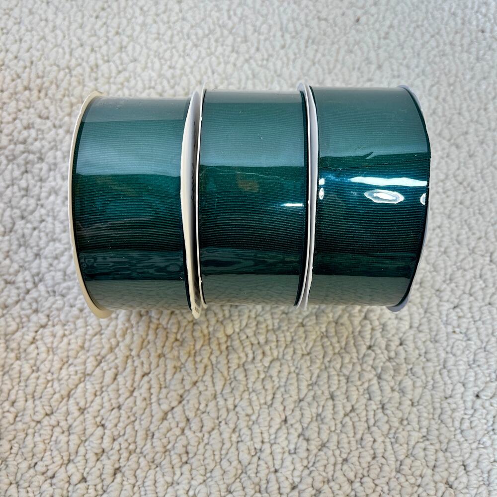 Dark Green Polyester Grosgrain Ribbon Jo-Ann Save The Date 1.5 in x 30 ft 3 Roll